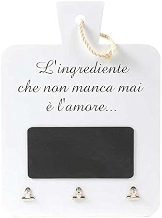 Bakaji Lavagnetta Promemoria Per Appunti Lavagna Memo Cucina Ricette Cose Da Fare Con Frase Dedica All Amore Pinzette In Legno Ardesia Colore Bianco 37 X 2 5 X 50 Cm Amazon It Casa E Cucina