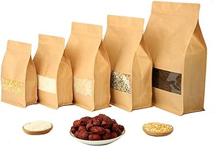 Lavenz - 50 bolsas de papel kraft de gran capacidad con ventana