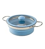 reuseit Collapsible, Easily storable, 100% BPA-free, Stainless steel and Food grade Silicone Stock Pot with Glass top