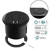 Desktop Power Grommet with USB,Hidden Power Socket. Desk Hole Grommet Outlet,Easy Access to 2 power Source Along with 2 USB Power Port Connections