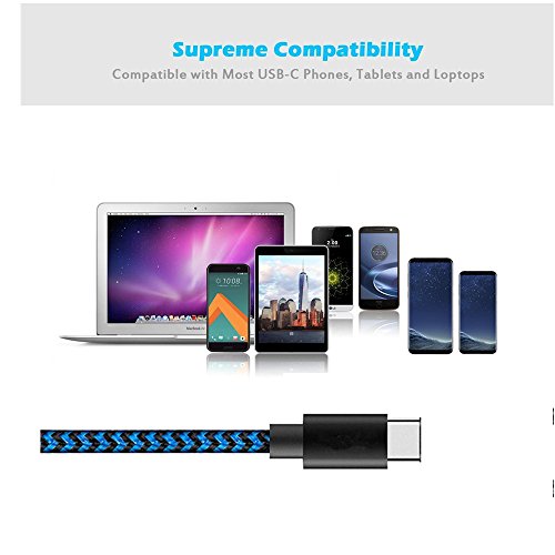 USB Type C Cable, SunCable Short USB C Cable 2Pack 1ft/30cm Nylon Braided Fast Type C Charger Cord for Samsung Galaxy S9 S8 Plus Note 8,LG G5 G6 V30,HTC 10,Nexus 5X/6P,Google Pixel XL (2Pack)