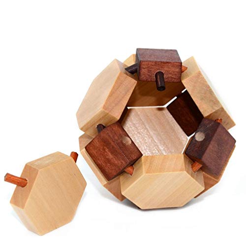 Puzzle Games,Wooden Brain Teaser Puzzle Wooden Ball Lock Burr Puzzle Intellectual Toys Enhance Spatial Thinking Disassembly Toy