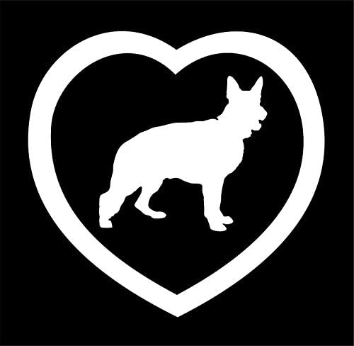 I Love My German Shepherd - Dog - 4" Inches Tall (Default Color WHITE) Car Truck Window Laptop Ipad Notebook