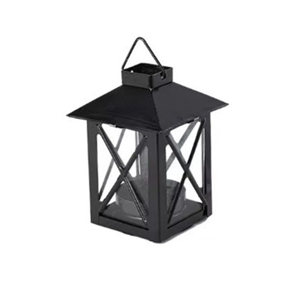Photo 1 of 1 Pcs Vintage Black Metal Mini Decorative Candle Lanterns Tealight Candle Holder Farmhouse Candleholders Decor Led Tea Light Candleholder Decoration