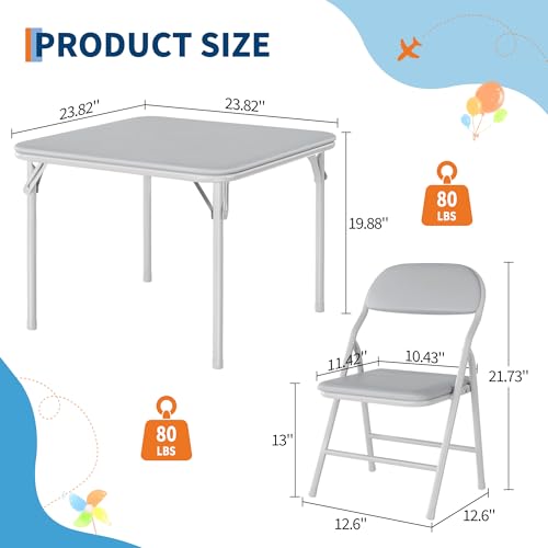 Garvee 3-Piece Folding Kids Table and Chairs Set, Adjustable Height Activity Table with 4 Chairs for Toddlers 3-8, BPA-Free Steel Frame | طقم طاولة أطفال