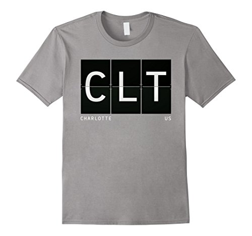 Mens CLT Charlotte North Carolina US World Traveler T Shirt Large Slate