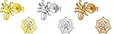 Hypoallergenic Sterling Silver Halloween Web & Spider Mismatched Stud Earrings for Kids (Nickel Free)