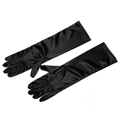 Gloves, Long Black Satin Girls/Kids Size All Occassion Two Sizes fit for Girls of All Ages (Ages 10+)