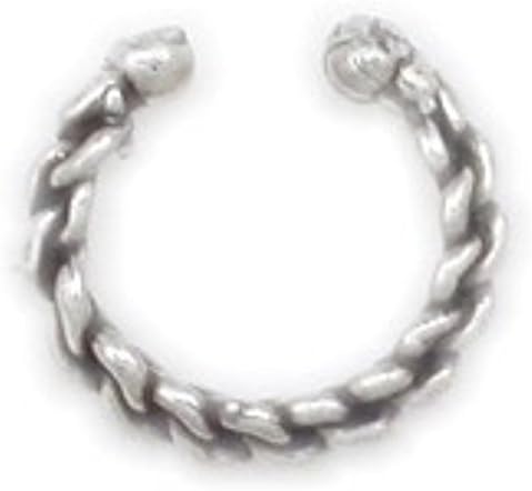 Detailed Chain Link Open Hoop Bali Cuff Sterling Silver Earrings
