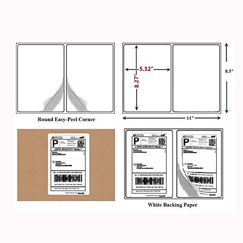 BESTEASY 200 Round Corner Half Sheet Self Adhesive Shipping Labels for