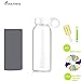 Bonison Durable Glass Water Bottle with Soft Colorful Silicone Sleeve Handle Lid 14 Oz Grey