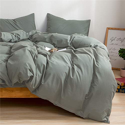 Mucalis Sage Green Duvet Cover King 100 Natural Washed Cotton Duvet
