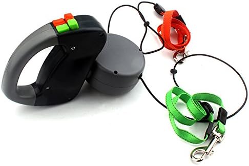 Dog Retractable Double Leash –360° Swivel No Tangle One Button Break and Lock Dual Dog Training Leash With Ergonomic Handle – Durable Nylon Ribbon Cord Heavy-duty Dual Pet Leash for Dogs