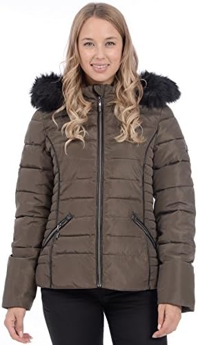 RedX Canada Women's Short Puffer Winter Coat with Faux Fur Lined Hood (Olive, X-Large)