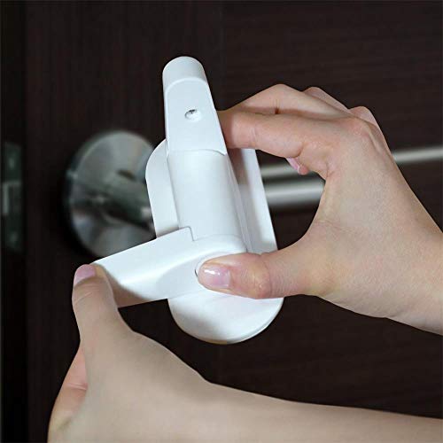 Ecosin 2 Pack Door Lever Lock Child Proof Doors Handles Adhesive Child Safety