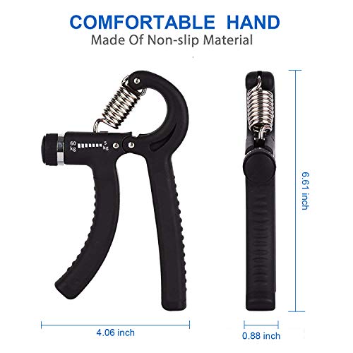 Zrova Hand Grip Strengthener,Adjustable Resistance 11-130 Lb (5-60kg), Hand Exerciser, Finger Strength Trainer, Great for Athletes Musicians and Other Hand Rehabilitation Exercising (2 Pack-Black) - Thumbnail 6
