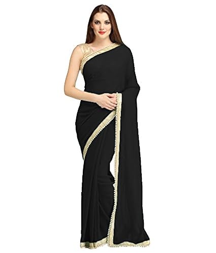 plain black party wear saree