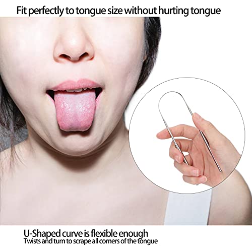 Raspador de Lengua Acero Inoxidable (2 Unidades), Elimina Mal Aliento para Higiene Bucal | 2 Unidades Limpiador de Lengua, Raspador de Lengua Acero Inoxidable para Reduce el Mal Aliento y Higiene Bucal