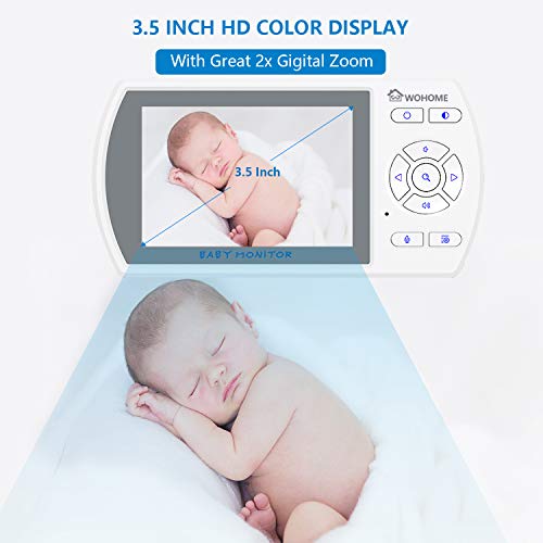 Wohome Video Baby Monitor with Interchangeable Optical Lens, 3.5" Display, Remote Pan-Tilt-Zoom Camera, Two-Way Audio, IR Night Vision and Thermal Monitor