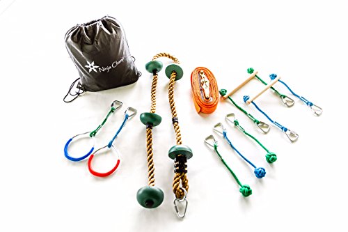 Why Choose Ninja Champ Slack Line Obstacle Course for Kids, Monkey Bar Kit with Climbing Rope, 2 Kid...