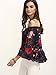 Floerns Women's Casual Floral Off Shoulder Chiffon Blouse Top Navy XL