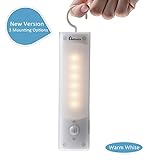 Stick-on Anywhere Light - Kitclan Rechargeable LED Sensing Closet Light, Cabinet Light, Tap Light, 3 Mounting Options, Built in Magnet, Include Sticky Strips, Hook, with On/Off/Auto Warm White