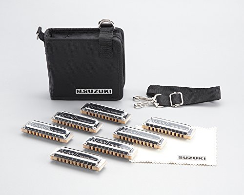 Suzuki M-20-S Manji 10-Hole 20-Note Diatonic Harmonica, 7-Piece Set