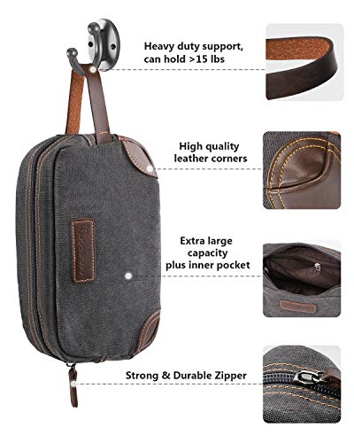 emissary Men's Toiletry Bag Leather and Canvas Travel Toiletry Bag Dopp Kit for Men Shaving Bag for Travel Accessories (Gray) 2 emissary Men's Toiletry Bag Leather and Canvas Travel Toiletry Bag Dopp Kit for Men Shaving Bag for Travel Accessories (Gray)