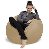 Sofa Sack - Plush, Ultra Soft Bean Bag Chair - Memory Foam Bean Bag Chair with Microsuede Cover - Stuffed Foam Filled Furniture and Accessories for Dorm Room - Camel 3'