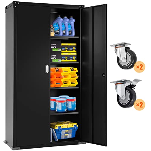 Pataku Metal Storage with Wheels, 72" Rolling Steel Garage Storage with Locking