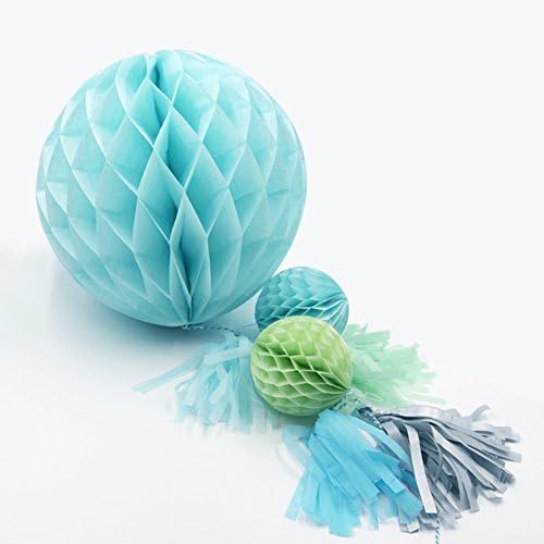 7 Pcs 12*35 Inch Tassel Hanging Decorations Honeycomb Ball Hanging Decoration Tassel Garland Ceiling Hanging Decor for Bridal Shower Birthday Wedding Baby Shower Kids Party Decor (Tiffany Blue)
