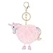 Kissweet Cute Imitation Fur Furry Rainbow Unicorn Keychain Pom Pom Plush Bag Pendant Charms (Unicorn-Pink)