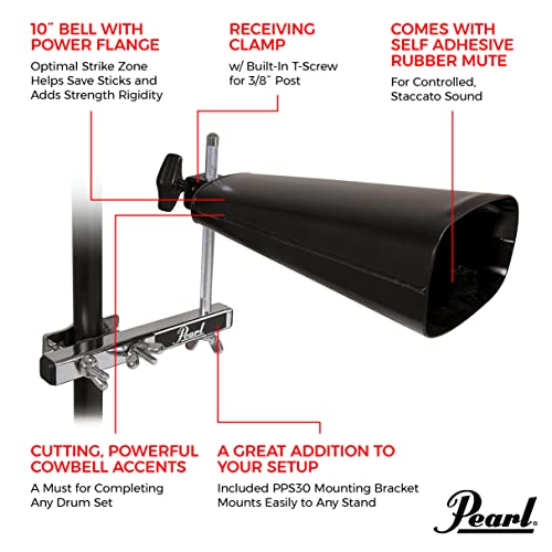 Pearl Primero 10" Rock Cowbell with Clamping PPS30 Mount for Easy