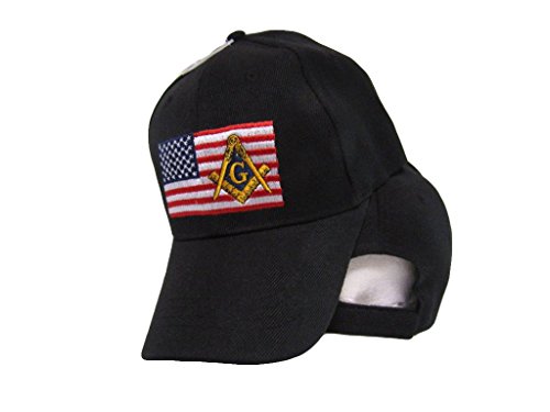 USA Mason Masonic Freemason American Patch Black Embroidered Cap Hat