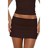 Mxiqqpltky Foldover Mini Skirt for Women Y2k Low Rise Stretch Bodycon Micro Skirt Going Out Cute Skirts Streetwear