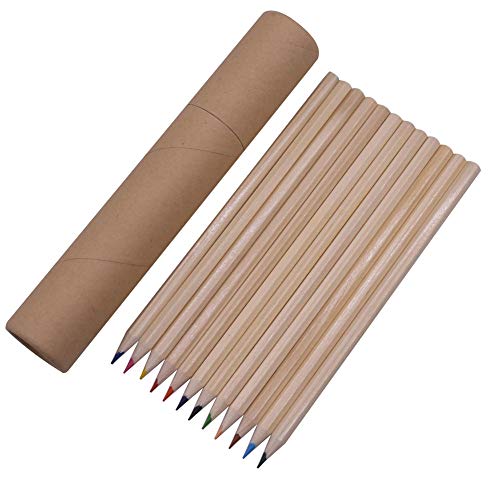 Dunnomart 12 pcs Wood Colored Pencil 1723mm Drawing Student Office Stationery Paper Cylinder Packaging