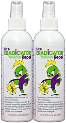 Lice ERADICATOR Repel Lice Repellent Spray for Daily Prevention and Protection / Natural, Non-Toxic, Homeopathic, Peppermint Formula / 8 Ounce 2 Pack