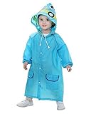 Children Kids Cute Cartoon Waterproof Hood Raincoat Poncho Jacket Rain Coat Suit Fit for Age 3-8 Years Old Blue