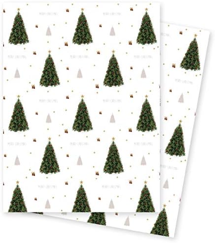 Traditional Christmas Trees Giftwrap - 2 Sheets of Wrapping Paper - 70x50cm by Jonathan Glick Designs