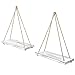 MyGift 17-inch Whitewashed Wood Hanging Swing Rope Floating Shelves - Farmhouse Rustic Triangle Wall Plant Shelf, Set of 2