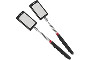 BETTERSTAR Telescoping Inspection Mirror Mechanics Mirror with 2 LED Lighted, Mirror on a Stick Handle Tool for Checking Observing Vehicle Small Parts,Present for Christmas, Birthday Everyday Carry (2 PCS)