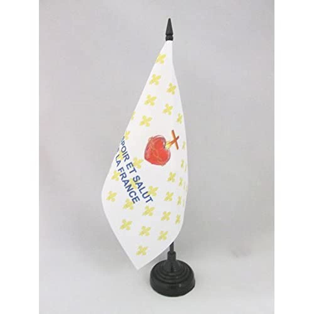 AZ FLAG Fleur-de-lis France ESF Table Flag 5'' x 8'' - french royal catholic Office Decoration 100% Polyester 21 x 14 cm - Mini Desk Flag with Pole and Black Plastic Base