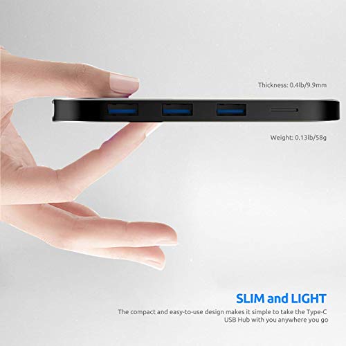 USB C Hub Adapter Aluminum Slim USB C 7-in-1 Reader with USB 3.0 Ports TF SD Card Reader Type C Anti-wear Mirror Surface Power Delivery Compatible for MacBook Pro Phone Other USB C Devices