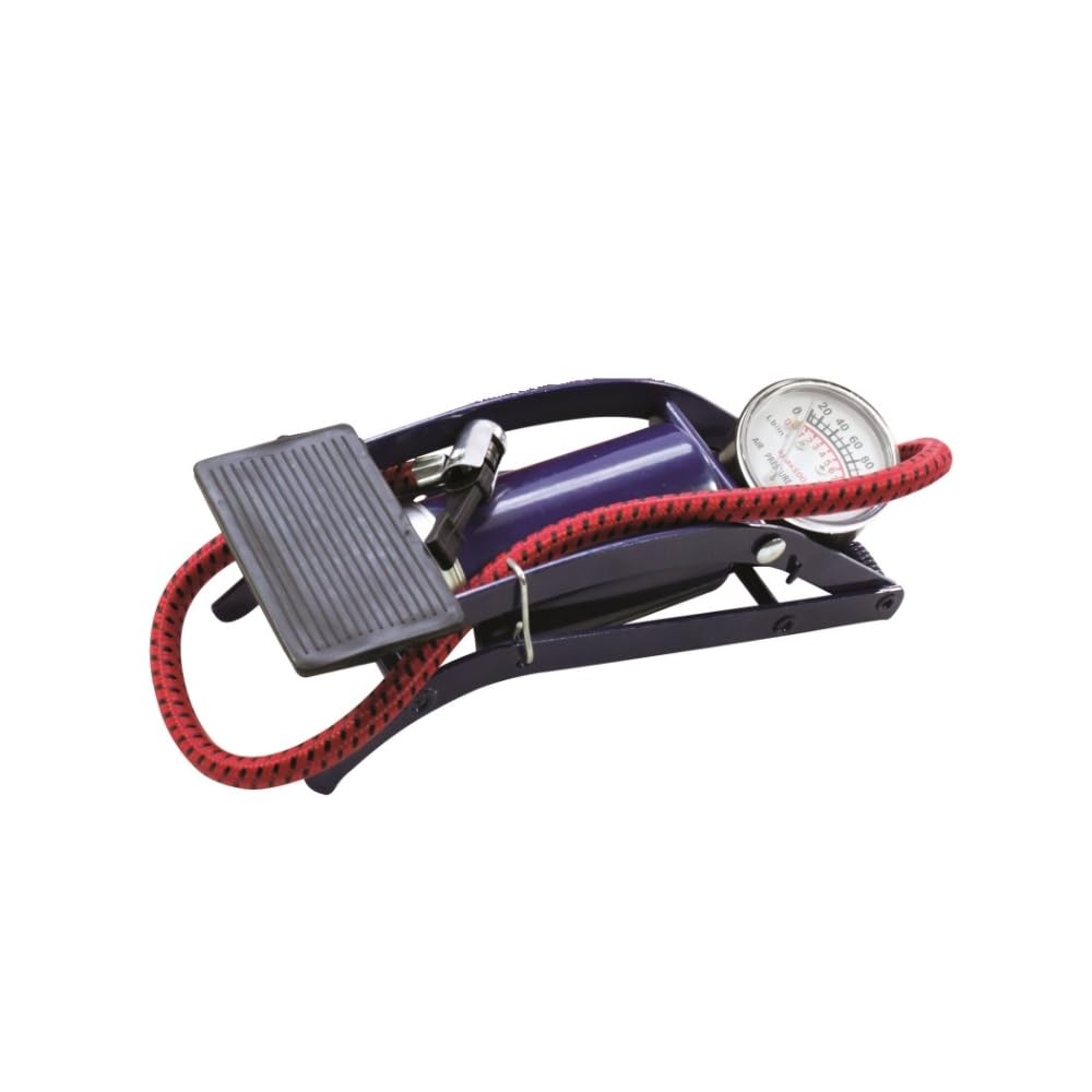 Foot Pump With Gauge & Adaptor Car Bike Bicycle Footballs Airbed Tyres Motorbike