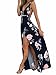 BerryGo Women's Deep V Neck Backless Floral Print Split Maxi Party Dress