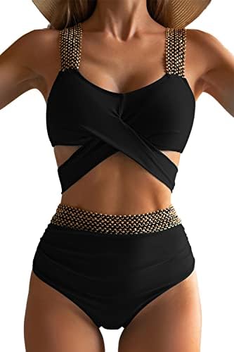 Eomenie Two Piece Criss Cross Bathing Suits for Woman Wrap Tie