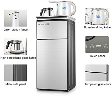 Instant Hot Water Dispenser Bottom Loading, Automatic Hot Water Dispenser With 2 Water Jug, Tempered Glass Door Panel And Metal Body, 210° Rotating Faucet (color : Silver)