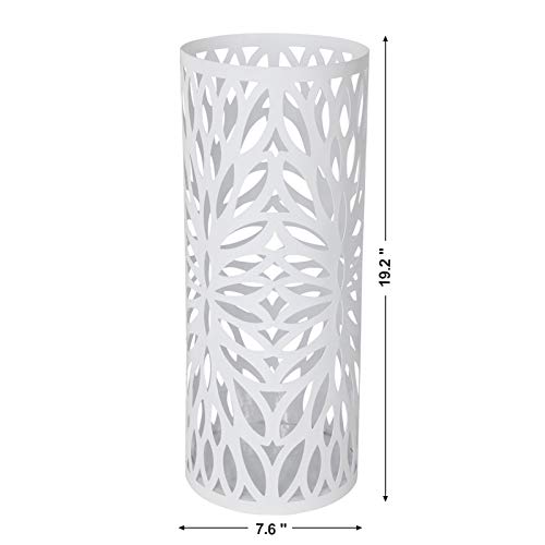 SONGMICS Umbrella Stand, Long and Short Umbrella Rack, Free Standing Holder for Canes Walking Sticks, with Drip Tray 2 Hooks, White ULUC20W - Thumbnail 6