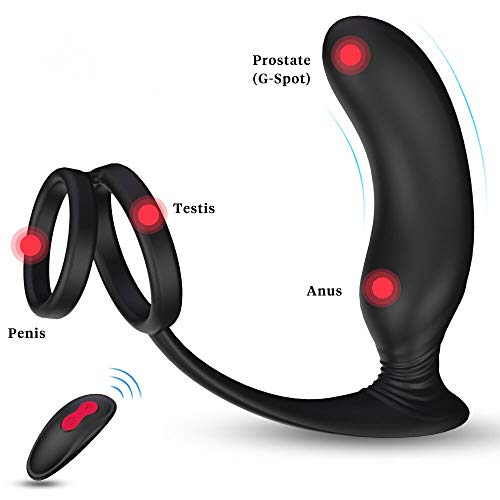 Anal Sex Toys Prostate Massager -Feelingirl Male Vibrators Penis Ring 9-Vibration Mode Wireless Remote Control Vibrator Rechargeable Waterproof P-spot Vibrating for Men and Couples.
