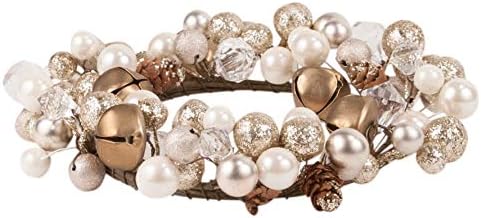 The Royal Standard Belfort Jingle Bell Gold Toned 5 x 5 Acrylic Christmas Wreath Candle Ring